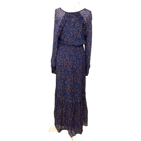 Figue Bohemian Maxi Dress M Floral Tassel Ruffle Sleeve Sheer Long Sleeve - Picture 2 of 11